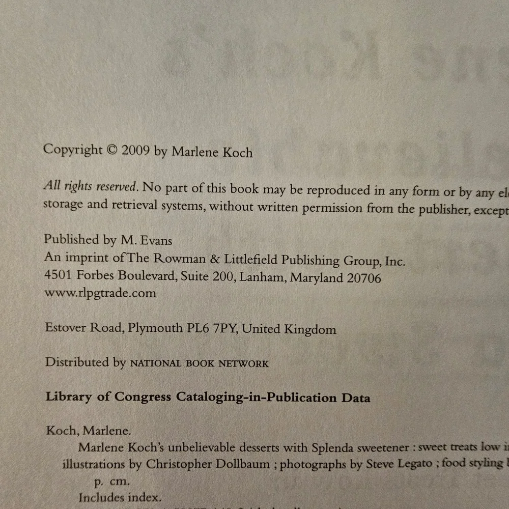 Unbelievable Desserts with Splenda Sweetener Cookbook Low Sugar 2009